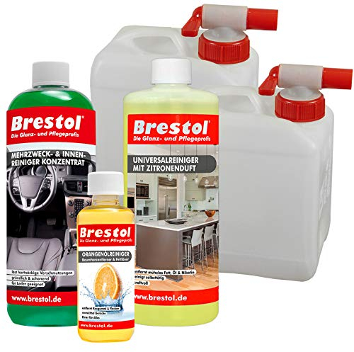 BRESTOL® Tornador Universalreiniger MINI (Konzentrat: 1 Liter NEUTRALREINIGER + 1 Liter FETTLÖSER ZITRONE KONZENTRAT + 300 ml Orangenreiniger = 15 Liter gebrauchsfertige Mischung)