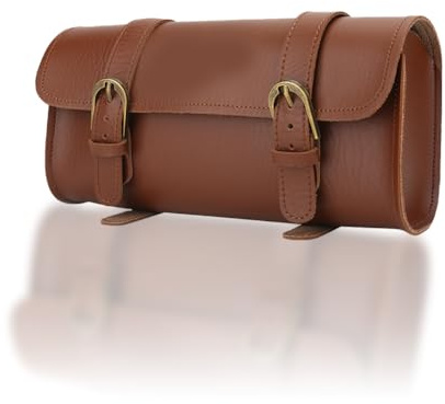 Tiiyee Sac de Guidon de Vélo, Sacoche de Cadre en Cuir Imperméable Marron