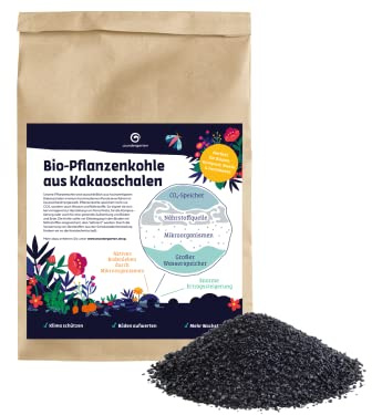 Wundergarten Bio Pflanzenkohle 7,25 kg (ca. 25 Liter) - zu 100% aus Kakaoschalen, Für Kompostierung, Terra Preta & Bodenverbesserung