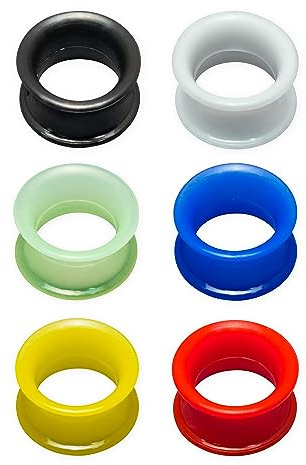 Fly Style Set aus 6 Farben Flesh-Tunnel aus Silikon - Extra weich und flexibel