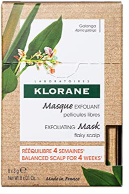 Klorane - Maschera esfoliante in polvere - Con Galangal & Argilla - Per cuoio capelluto a rischio forfora, traballante - Trattamento di 1 mese