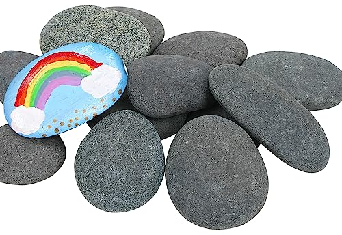 Stoepeoco 18 Stück Flache Steine zum Bemalen,5-8 cm Glatte Kieselsteine zum Bemalen,Flache Kieselsteine zum Basteln,handverlesene Naturstein Aquarium Deko-Steine