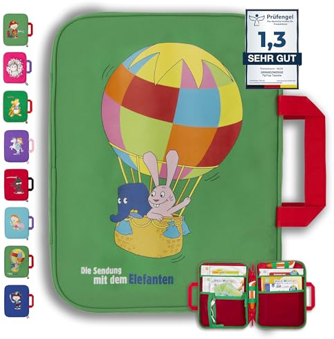 GRINSEZWERGE Tasche für TipToi im Elefant Design I Aufbewahrung für TipToi Stift, Bücher & Zubehör I Kinder Tablet Tasche I Tragetasche für Edurino Figuren