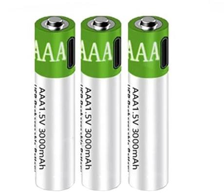 SSCYHT Batteria agli ioni di Litio AAA da 1,5 V a Ricarica Rapida 3000 mAh di Grande capacità con Cavo USB Batteria Ricaricabile Batteria al Litio Riutilizzabile 1200 Volte,3pcs 1.5v3000mah