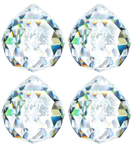 4 Stück 40mm Kristall Sonnenfänger Kristallprismen Kugeln Anhänger Suncatcher