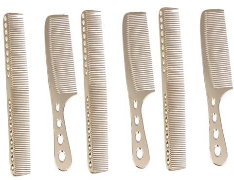 POPETPOP 6 Piezas Cepillo De Pelo Para Hombres Peine De Peine De Peluquero Maestro s De Acero Inoxidable De Pelo Baber Tenedor Aluminio Espacial Perder Corte