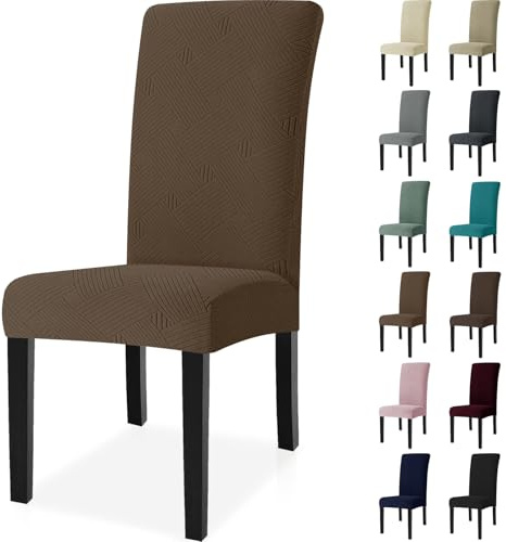 Ystyle Universal Stretch Stuhlhussen 6er Set, Braun | Stuhlbezug Elastisch Abnehmbarer, Hussen Für Stühle Waschbarer, Stuhlbezüge Chair Cover für Hotel Bankett Küche Restaurant
