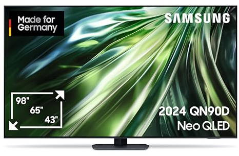 Samsung Neo QLED 4K QN90D Fernseher 65 Zoll, Neural Quantum 4K AI Gen2 Prozessor, Mini LED TV, AI Upscaling, Smart TV, Dolby Atmos, Gaming Hub, GQ65QN90DATXZG, Deutsches Modell [2024]