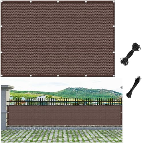 Balkonverkleidung 45 x 485 cm Schützt Privatsphäre, Schnelltrocknend, Reißfest, Atmungsaktiv mit Kabelbinder Sichtschutz Garten Zaunblende, für Balkon Garten, Braun