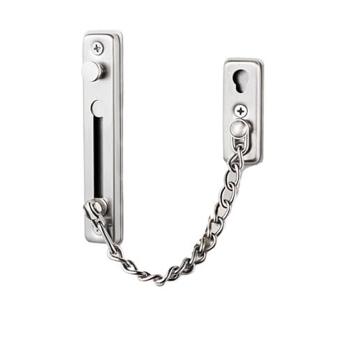 Sicherheits-Tür-Schiebekettenschloss, Sicherheits-Türkettenschloss ohne Schlag aus Edelstahl, Diebstahlschutz, Türkettenverschluss TüRkette(Silver-Screw)