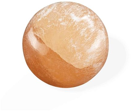 NKlaus Oranger Selenit Kugel 8cm – Heilstein für Chakra-Heilung, Energiearbeit & Reiki, ideal für Entspannung, Meditation & Handmassage