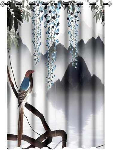 Kinder Verdunkelungsvorhänge 183X214 cm (B + H) Blumenpflanzen 3D Polyester Ösen Vorhang, Für Wohnzimmer Schlafzimmer Blickdicht Schallschutzvorhänge 2Er Set 2X -Esszimmervorhang -935373838
