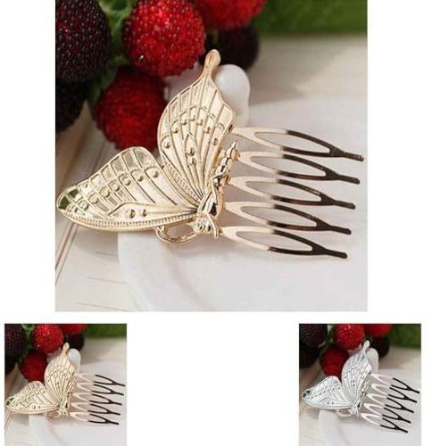 YIUPEDRFG Großhandel Legierung Haarkämme Golden Butterfly Haarschmuck für Geschenke Metall Frauen Exquisite Verarbeitung, Gold