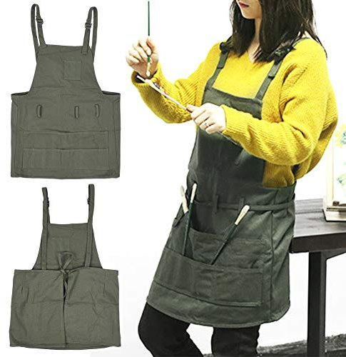 Fydun Delantal de Cerámica para Pintar Delantal de Dibujo de Lona para Adultos Accesorio de Trabajo de Artista con Bolsillo para Familias