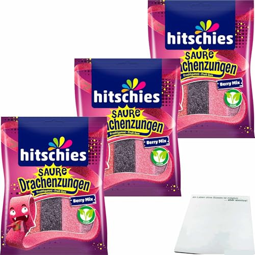 usy Bundle für hitschies Saure Drachenzungen Berry Mix 3er Pack (3x125g Packung) + usy Block