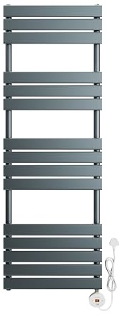 ELEGANT 800W 1450x400mm Anthracite Electric WiFi Thermostatic Towel Rail | Vertical Wall-Mounted Energy Efficient Heated Radiator with Timer & LCD Display for Bathroom, Bedroom