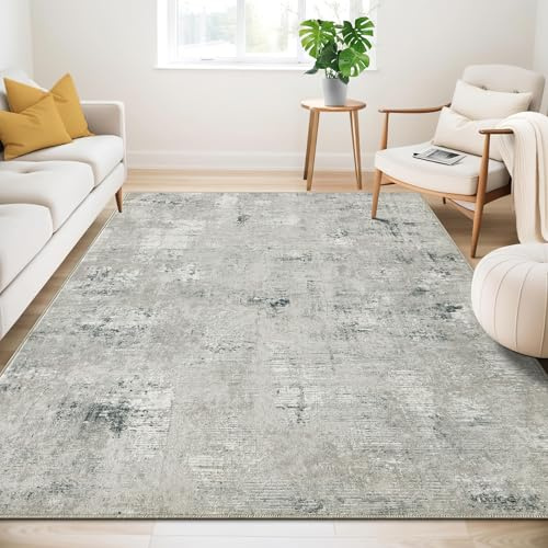 Teppich 120 x 170cm,Waschbarer Modern Abstrakt Wohnzimmer Teppisch | Teppiche, Carpet rutschfest, für Schlafzimmer, Esszimmer, Büro,Grün Grau