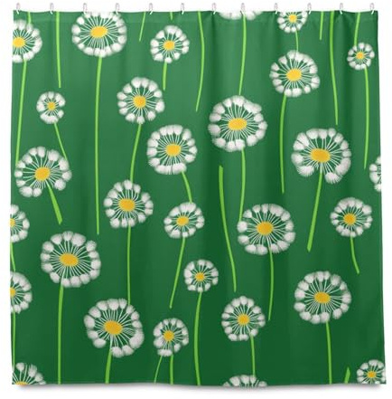 miaozhen Tende da bagno in tessuto impermeabile da 182 x 183 cm, con gancio, dente di leone, erba, verde, in poliestere, lavabile, chic, per stalla doccia cortinas para ba?o de tela