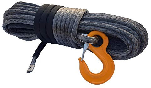 DIKAMAN Corde de treuil synthétique, Corde de treuil synthétique de 12 mm * 30m Gris, câble de treuil de Bateau for treuils électriques, Corde Offroad pour véhicule Tout-Terrain, 4x4, VTT, UTV