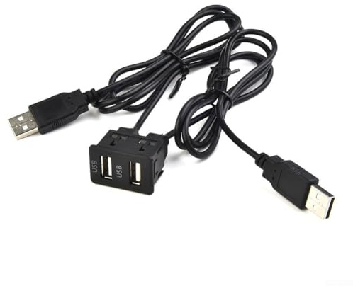 Yhenlovtt Dual USB Extension Cable Adapter 100CM Flush Mount Car Truck Boat Motorcycle Dashboard Panel Adapter with USB Port for Car Audio Marine Motorcycle