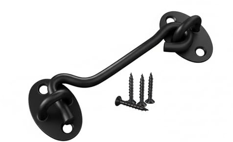 Hook and Eye Latch 3 inch Black Door Latches for Internal Door Hooks to Keep Door Open Apply to Wooden Gates Window Brace Gate