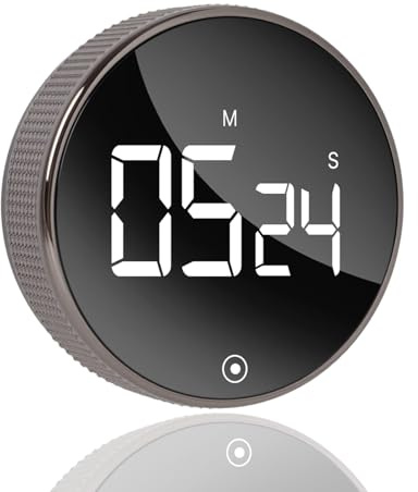 Digital Kitchen Timer, Home Kitchen Timer with Large LED Display, Magnetic Countdown Count Up Timer with Rotating Knob, Battery Powered for Cooking, Study, Fitness, Office, Classroom