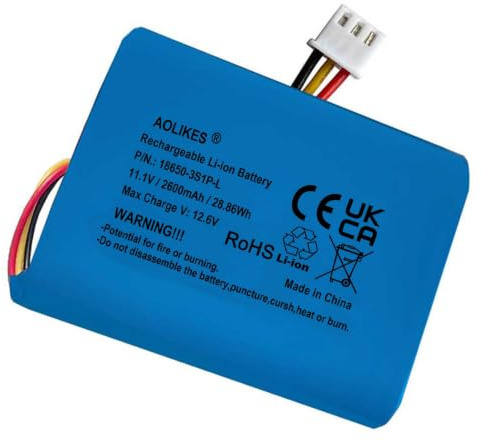 AOLIKES Batterie lithium-ion 18650 3S1P 2600 mAh 11,1 V avec connecteur XH2.54/3P/cellules 5C/prend en charge la charge rapide