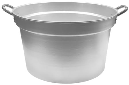 Sicignano | Caldaia Ø 48 x 28h cm in Alluminio 99,5% Capacità 28L – Manici in Acciaio, Spessore 2-4 mm – Made in Italy, Ideale per Cotture Professionali e Ristorazione