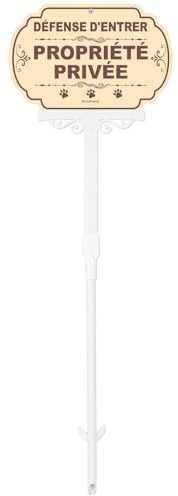Acuxiaza Panneau Propriété Privée avec Piquet 30x20 cm Panneau Propriété Privée Défense D'Entrer Réfléchissant Aluminium Panneaux Signalétique Résistant aux UV, Imperméable