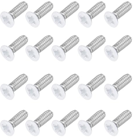 sourcing map M2 x 6mm Flat Countersunk Head Machine Screws 304 Stainless Steel Full Thread Phillips Drive Cross Screw for Furniture Connection Electrical Appliances (White, Pack of 20)