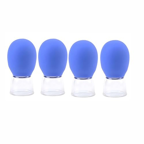 4 Stück Massage-Schröpfglas aus Glas,Schröpfglas Gesicht,Gesicht Vakuum Massage Schröpfen Entgiftung,Schröpfglas Gesicht,Wiederverwendbare Vakuum-Massage für Gesicht & Körper (Blau)