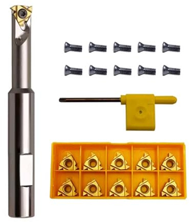 RHFGYY 5/8 inch HSMT16-16K16 Right Hand Internal Threading Boring Bar with 11pcs 16IR AG60 Carbide Inserts + 10pcs Replacement Screws, Good Seismic Performance for Steel and Stainless Steel