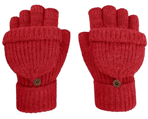Winter Fingerlose Handschuhe Strick Fingerhandschuhe Mit Klappfinger Winterhandschuhe Fäustlinge Outdoor Fausthandschuh Handwärmer Gloves Warme Requisiten Geschenke Für Wandern Skifahren Radfahren