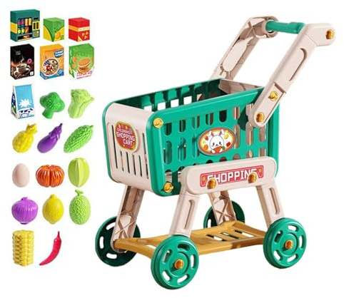 Keyubria Kinder Einkaufswagen,Spielzeug Kaufmannsladen Zubehör Für Kinderküche - Rollenspiel Lernspielzeug Spielzeug Essen Für Und Mädchen Zu Hause Feiertag Weihnachten Geburtstag Party
