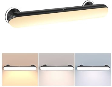 GOVSSING Luces Tocador Sin Cable Recargable 5000mAh Espejo Baño Maquillaje | Ventosas Roscadas, Lamparas sin Cables 3 Colores Regulable, Luces Tocador Maquillaje Magnética USB con Control Remoto