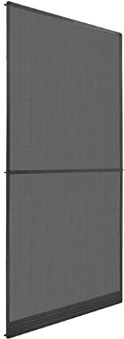 QJBSAVVA Fliegengitter Tür 100x215 cm Anthrazit, Alu-Rahmen, UV-Fiberglas, Scharniere, Haustür/Balkon/Büro