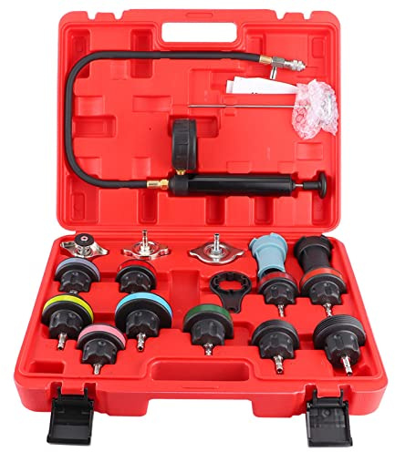Kit de Detector de Fugas en Depósito de Agua de 18 Piezas, Tester para de Refrigeración de Coche - Material Resistente PC, Prueba Precisa y Fácil de Usar para Variedad de