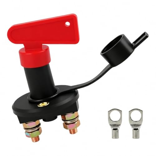 QEAS Interruttore di separazione della batteria M8, CC 12/24 V, con chiavi rimovibili e copertura protettiva, interruttore di corrente impermeabile per auto, camion, camper, ATV, barca, trattore, auto