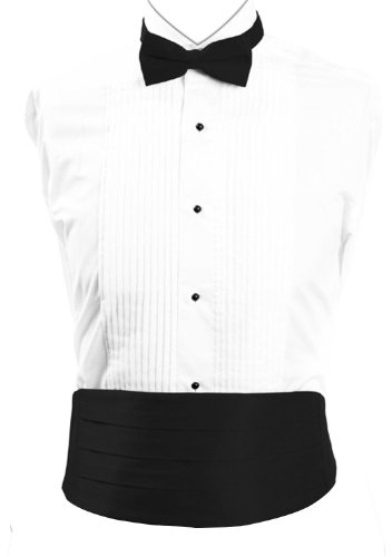 King Formal Wear Klassisches schwarzes Kummerbund und Fliege Set mit Box, schwarzer Satin, Einheitsgröße