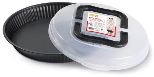 Guardini, Stampo crostata Ø 28 cm con coperchio per trasporto, Acciaio con rivestimento antiaderente, Nero, Made in Italy, Linea Bake Away