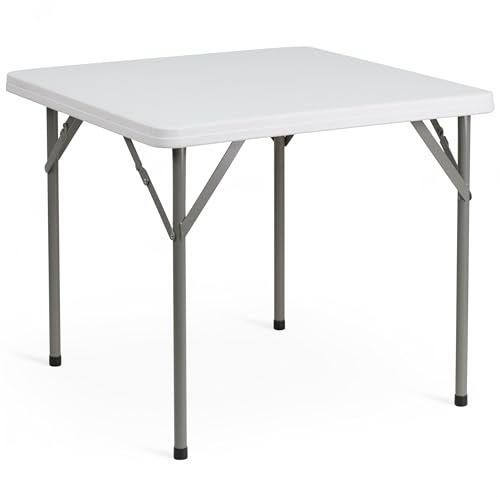 Flash Furniture Elon 2.85' Square All-Occasion Plastic Folding Event Table with Locking Legs, Folding Banquet Table for Indoor/Outdoor Events, White