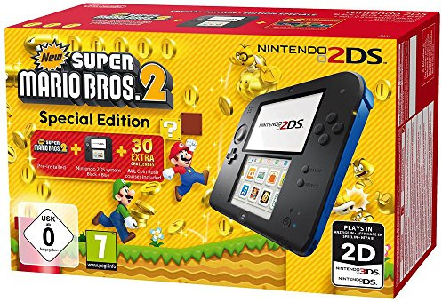 Console Nintendo 2DS - noire & bleue + New Super Mario Bros. 2