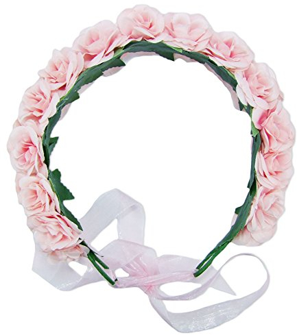 Trachtenland Blumenkranz zum binden mit zwei Reihen Rosen für Damen - Rosa