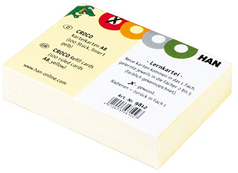 HAN Karten für Lernkartei A8, liniert, unterverpackt zu je 100 Stück (600, A8 | 100 Stück)
