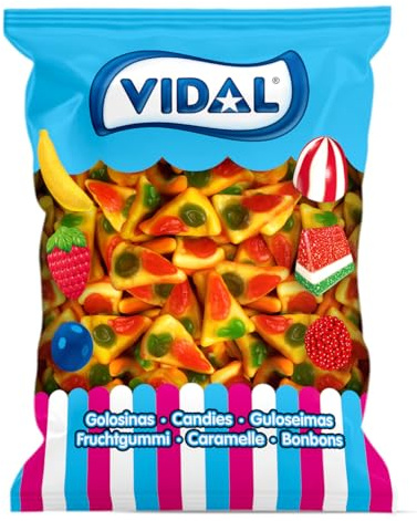 Vidal Golosinas - Golosina con Forma de Porciones de Pizza, Bolsa de 250 Unidades - Caramelos de Gelatina sin Gluten, Sabor Frutas