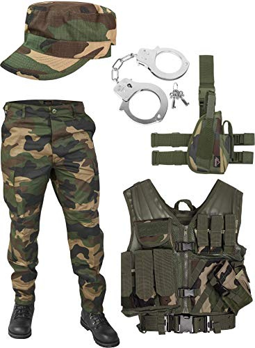 normani United States Marine Corps Kostüm Set bestehend aus Weste, Hose, Holster, Handschellen und Feldmütze Woodland L