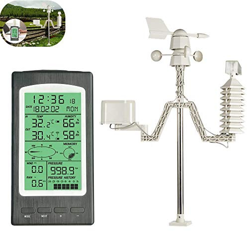 Estación meteorológica, estación meteorológica solar profesional con conexión inalámbrica 433 Mhz, agricultura, jardín, balcón, hogar, medidor de temperatura y humedad, velocidad del viento