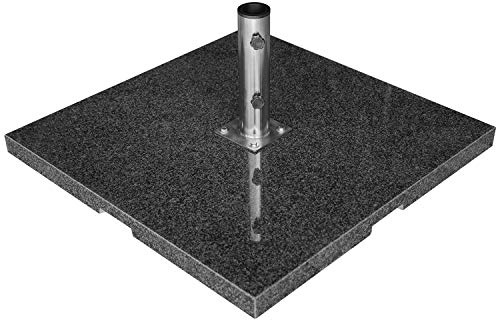 anndora Sonnenschirmständer eckig 90kg Granit dunkelgrau mit Edelstahl Schirmaufnahme 60/50 mm