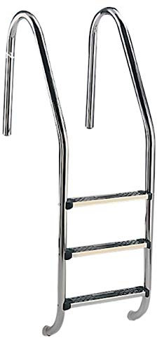 Suinga Escalera con Pasamanos Standard para Piscinas enterradas, 4 Peldaños Acero Inoxidable AISI-304