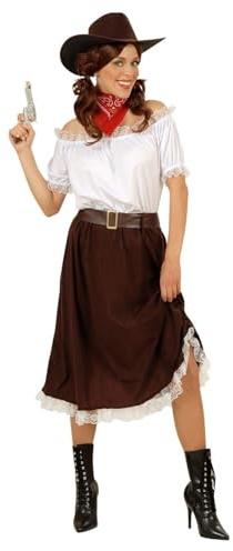 W WIDMANN MILANO Party Fashion - Cowgirl Kostüm Damen | 4-teiliges Set mit Bluse, Rock, Gürtel und Hut für Western-, Rodeo-, Karneval- und Mottoparty